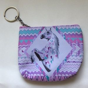 Small coin purse with a tribal print and a horse